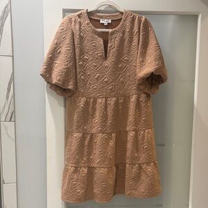 THML Geometric Patterned Tan Mini Dress